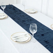 12"x108" Taffeta Table Runner with 3D Leaves Petals Design RUN_LEAF_NAVY