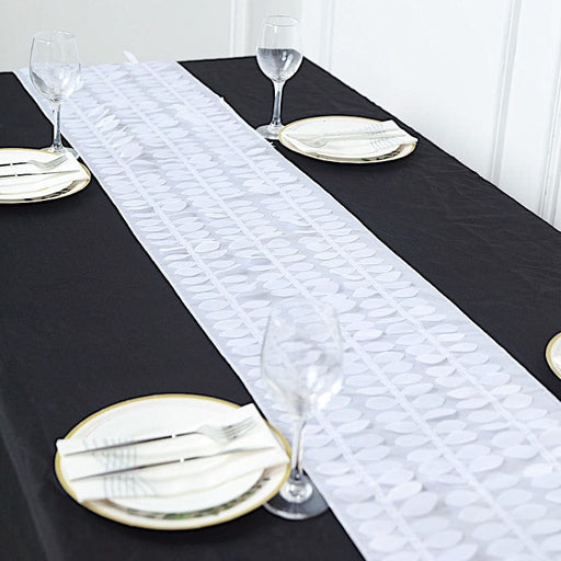 12"x108" Taffeta Table Runner with 3D Leaves Petals Design