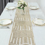12"x108" Tulle Table Runner with Sequins and Geometric Pattern