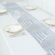 12"x108" Tulle Table Runner with Sequins and Geometric Pattern