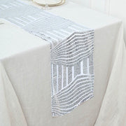 12"x108" Tulle Table Runner with Sequins and Geometric Pattern