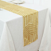 12"x108" Tulle Table Runner with Sequins and Geometric Pattern