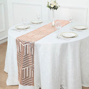 12"x108" Tulle Table Runner with Sequins and Geometric Pattern