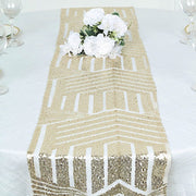 12"x108" Tulle Table Runner with Sequins and Geometric Pattern