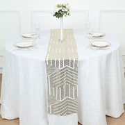 12"x108" Tulle Table Runner with Sequins and Geometric Pattern