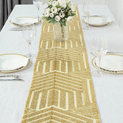 12"x108" Tulle Table Runner with Sequins and Geometric Pattern