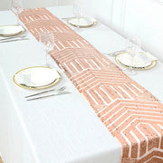 12"x108" Tulle Table Runner with Sequins and Geometric Pattern