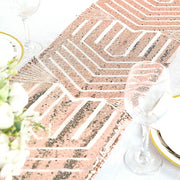 12"x108" Tulle Table Runner with Sequins and Geometric Pattern