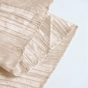 120" Accordion Crinkled Taffeta Round Tablecloth - Beige TAB_ACRNK_120_081