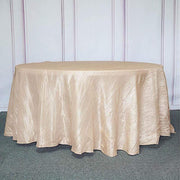 120" Accordion Crinkled Taffeta Round Tablecloth - Beige TAB_ACRNK_120_081