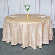 120" Accordion Crinkled Taffeta Round Tablecloth - Beige TAB_ACRNK_120_081