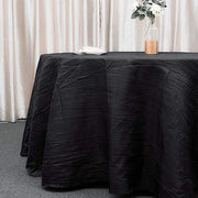 120" Accordion Crinkled Taffeta Round Tablecloth - Black TAB_ACRNK_120_BLK