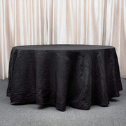 120" Accordion Crinkled Taffeta Round Tablecloth - Black TAB_ACRNK_120_BLK