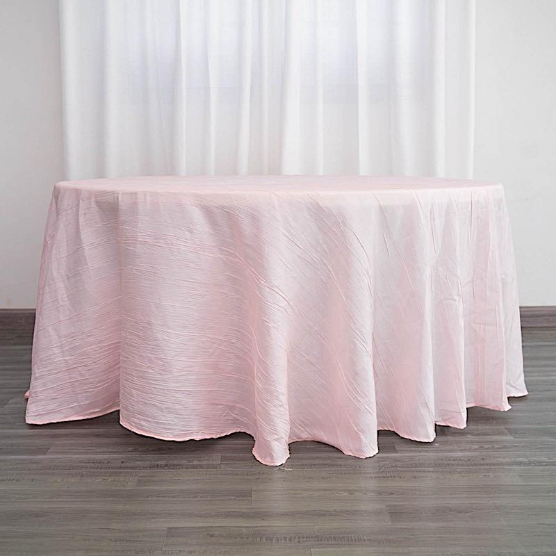 120" Accordion Crinkled Taffeta Round Tablecloth - Blush TAB_ACRNK_120_046