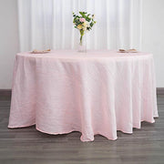 120" Accordion Crinkled Taffeta Round Tablecloth - Blush TAB_ACRNK_120_046
