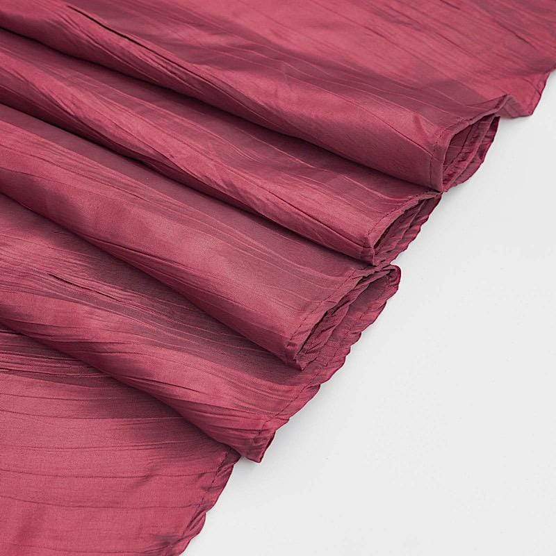 120" Accordion Crinkled Taffeta Round Tablecloth - Burgundy TAB_ACRNK_120_BURG