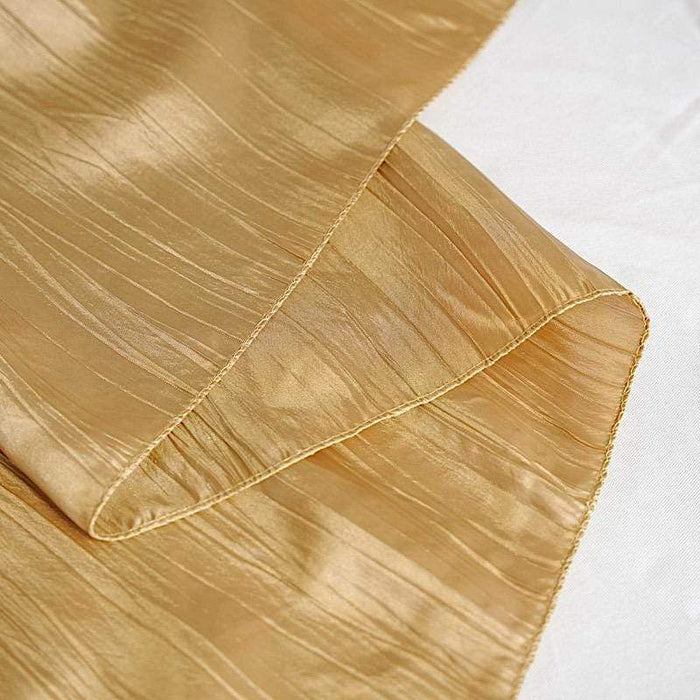 120" Accordion Crinkled Taffeta Round Tablecloth - Gold TAB_ACRNK_120_GOLD