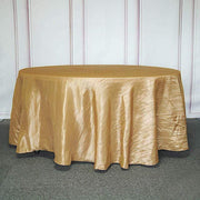 120" Accordion Crinkled Taffeta Round Tablecloth - Gold TAB_ACRNK_120_GOLD