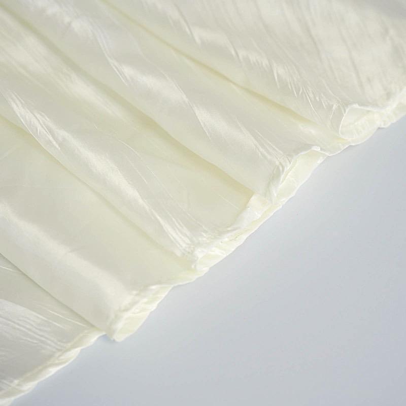 120" Accordion Crinkled Taffeta Round Tablecloth - Ivory TAB_ACRNK_120_IVR
