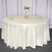 120" Accordion Crinkled Taffeta Round Tablecloth - Ivory TAB_ACRNK_120_IVR
