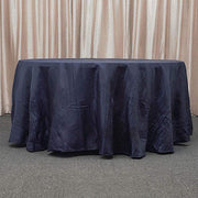 120" Accordion Crinkled Taffeta Round Tablecloth - Navy Blue TAB_ACRNK_120_NAVY