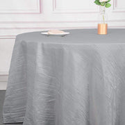 120" Accordion Crinkled Taffeta Round Tablecloth - Silver TAB_ACRNK_120_SILV