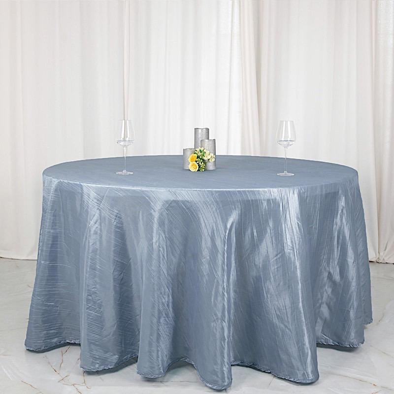120" Accordion Crinkled Taffeta Round Tablecloth