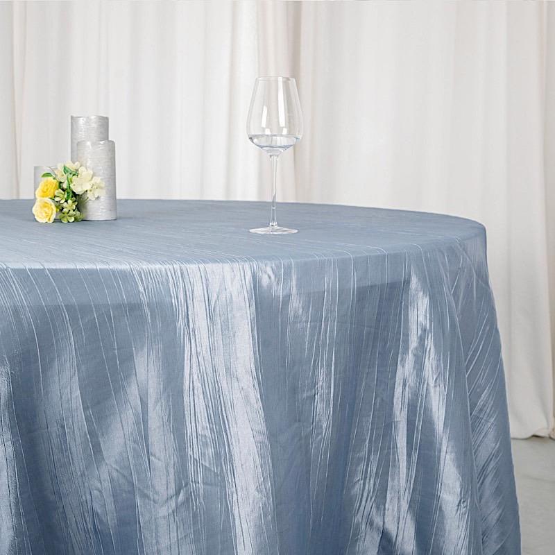 120" Accordion Crinkled Taffeta Round Tablecloth