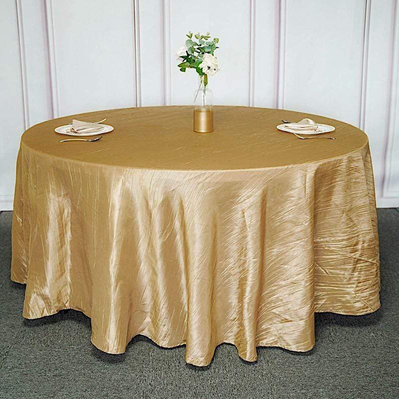 120" Accordion Crinkled Taffeta Round Tablecloth