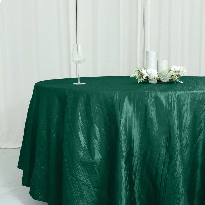 120" Accordion Crinkled Taffeta Round Tablecloth