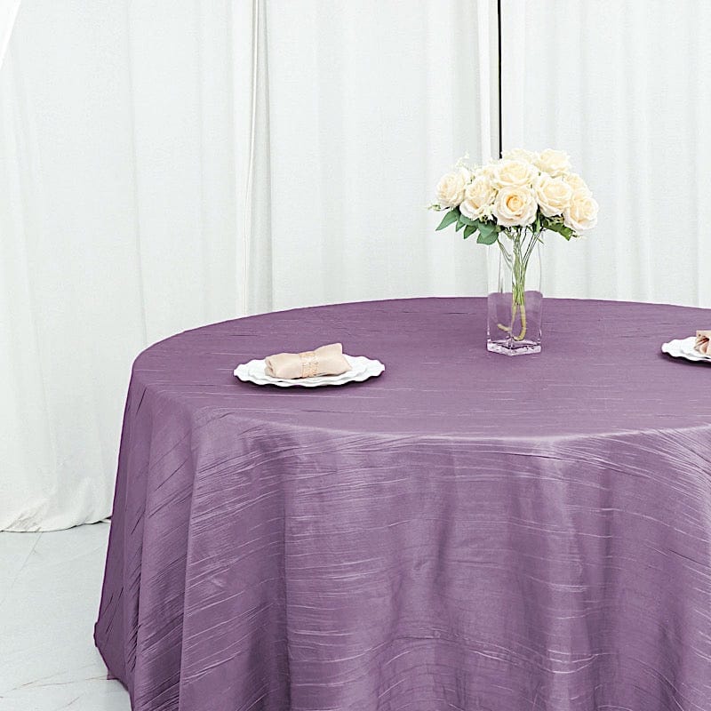 120" Accordion Crinkled Taffeta Round Tablecloth