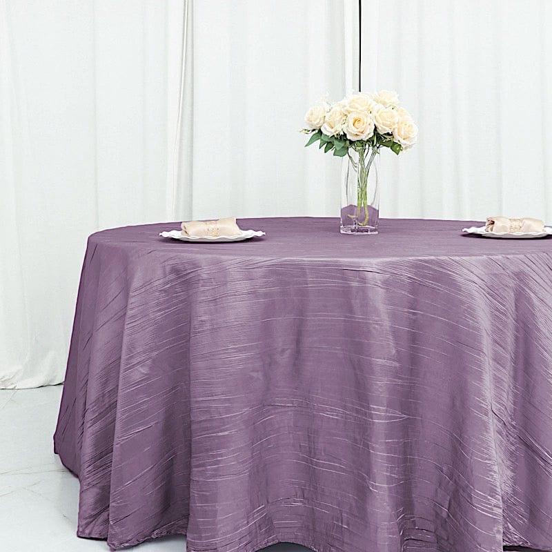 120" Accordion Crinkled Taffeta Round Tablecloth