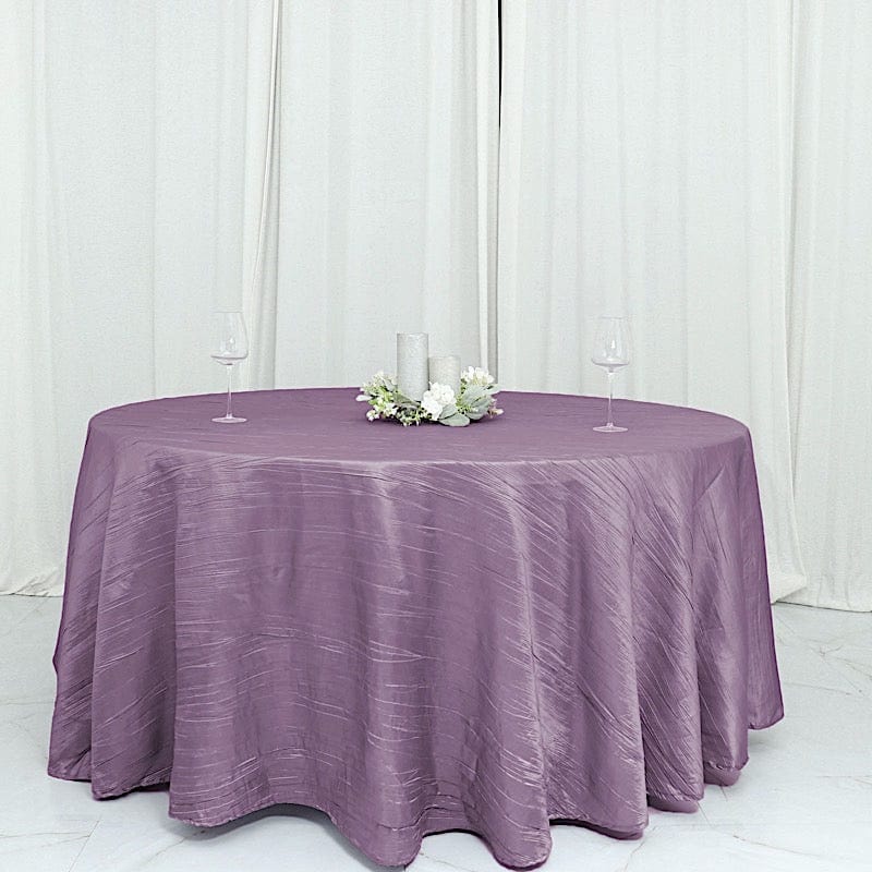 120" Accordion Crinkled Taffeta Round Tablecloth