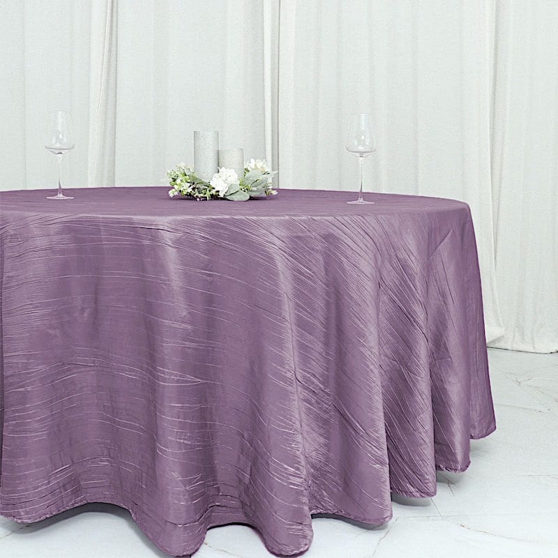 120" Accordion Crinkled Taffeta Round Tablecloth
