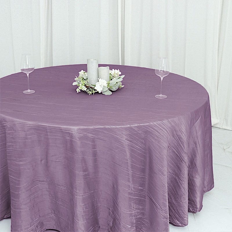 120" Accordion Crinkled Taffeta Round Tablecloth
