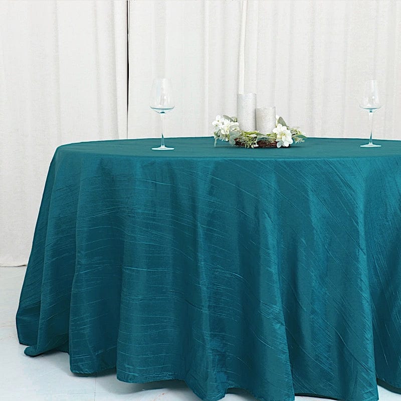 120" Accordion Crinkled Taffeta Round Tablecloth