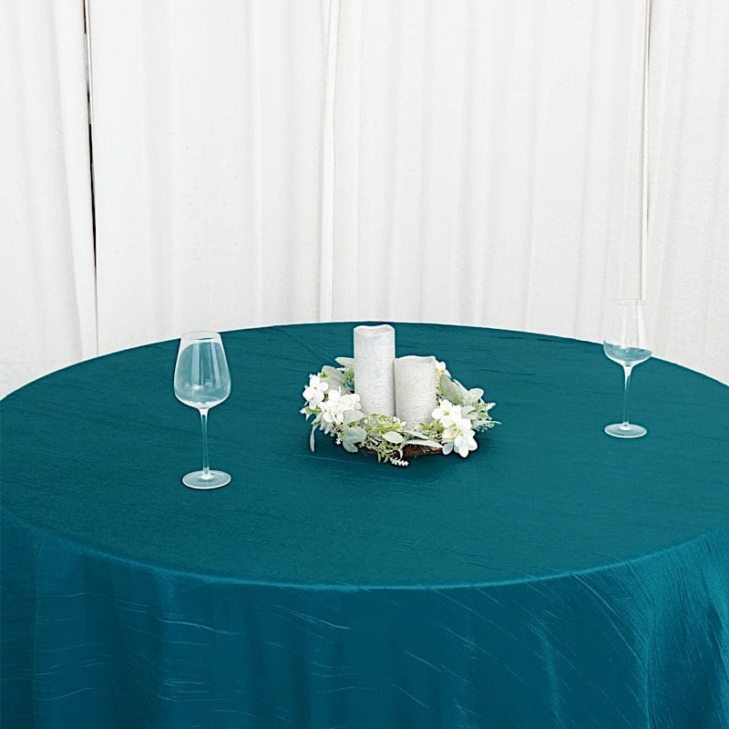 120" Accordion Crinkled Taffeta Round Tablecloth