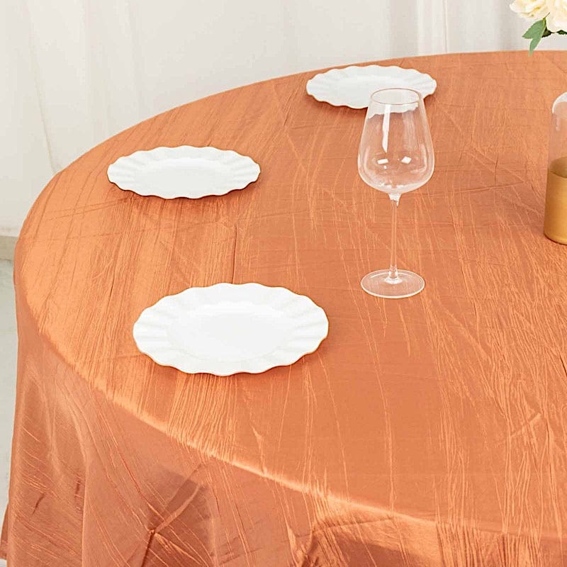 120" Accordion Crinkled Taffeta Round Tablecloth
