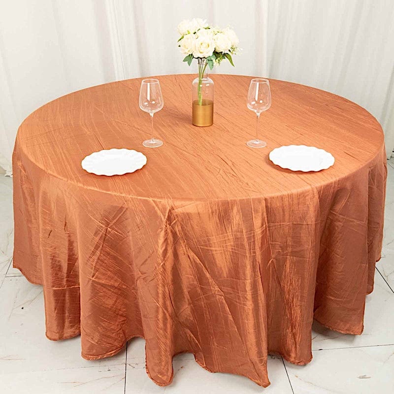 120" Accordion Crinkled Taffeta Round Tablecloth
