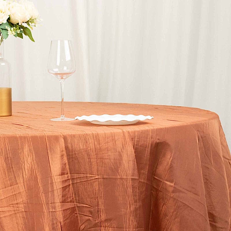 120" Accordion Crinkled Taffeta Round Tablecloth