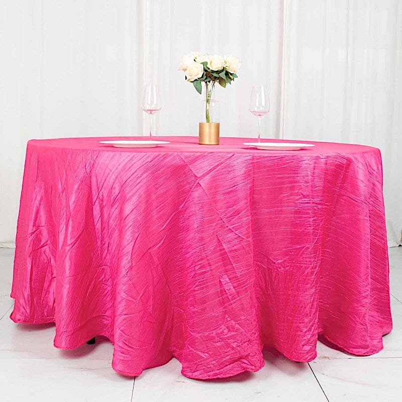 120" Accordion Crinkled Taffeta Round Tablecloth