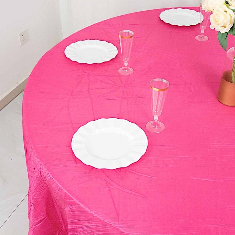 120" Accordion Crinkled Taffeta Round Tablecloth