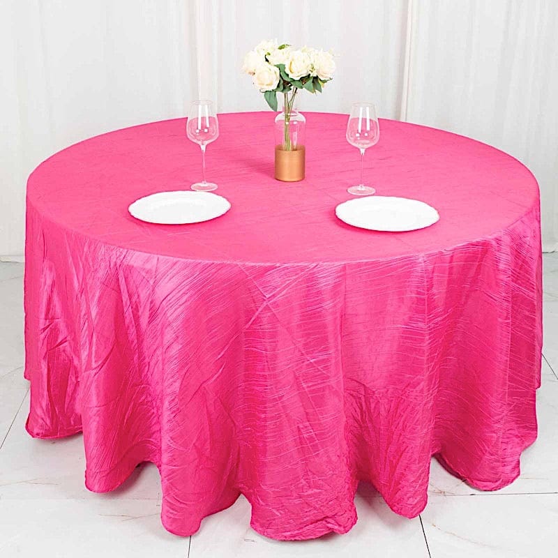 120" Accordion Crinkled Taffeta Round Tablecloth