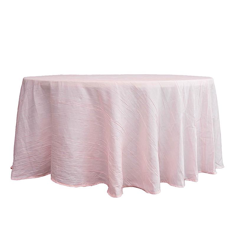 120" Accordion Crinkled Taffeta Round Tablecloth - Blush TAB_ACRNK_120_046