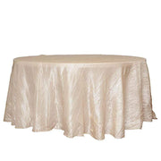 120" Accordion Crinkled Taffeta Round Tablecloth - Beige TAB_ACRNK_120_081
