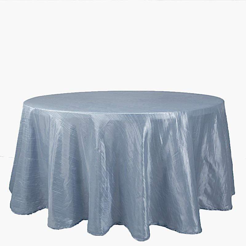 120" Accordion Crinkled Taffeta Round Tablecloth - Dusty Blue TAB_ACRNK_120_086