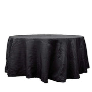 120" Accordion Crinkled Taffeta Round Tablecloth - Black TAB_ACRNK_120_BLK