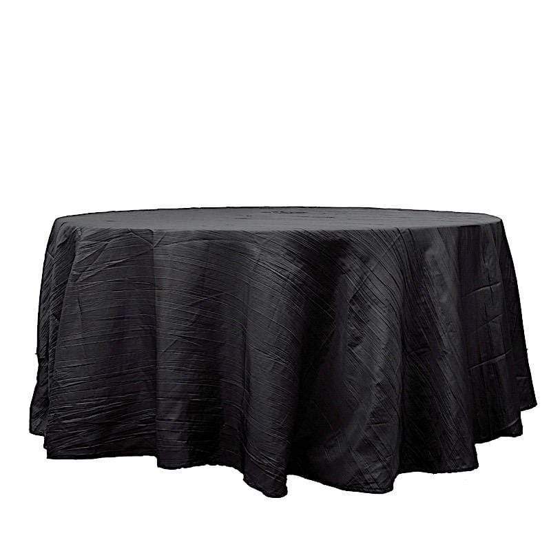 120" Accordion Crinkled Taffeta Round Tablecloth - Black TAB_ACRNK_120_BLK
