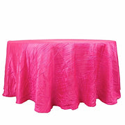 120" Accordion Crinkled Taffeta Round Tablecloth TAB_ACRNK_120_FUSH
