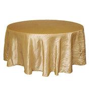 120" Accordion Crinkled Taffeta Round Tablecloth - Gold TAB_ACRNK_120_GOLD